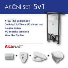 Alcadrain WC set 5v1 jádromodul A102+tlačítko M272+ sedátko soft close+WC mísa