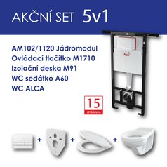 Alcadrain WC set 5v1 Jádromodul AM102+tlačítko M1710+sedátko+WC mísa ALCA