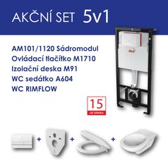Alcadrain WC set 5v1 Sádromodul AM101+tlačítko M1710+sedátko soft close+WC mísa RIMFLOW