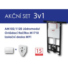 Alcadrain WC set 3v1 Jádromodul AM102+tlačítko M1710+izolační deska M91