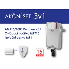 Alcadrain WC set 3v1 Renovmodul AM115+tlačítko M1710+izolační deska M91
