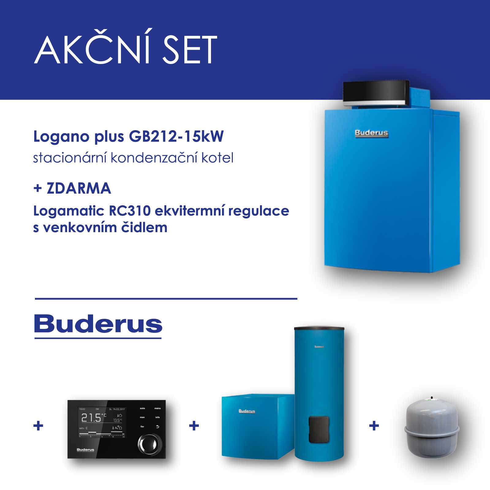 BUDERUS paket GB212-15kW+RC310+BSS5+RA KS+expanzní nádoba 35l