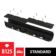 Alcadrain AVZ104-R402 Venkovní žlab 100 mm s plastovým rámem a kompozitním roštem B125