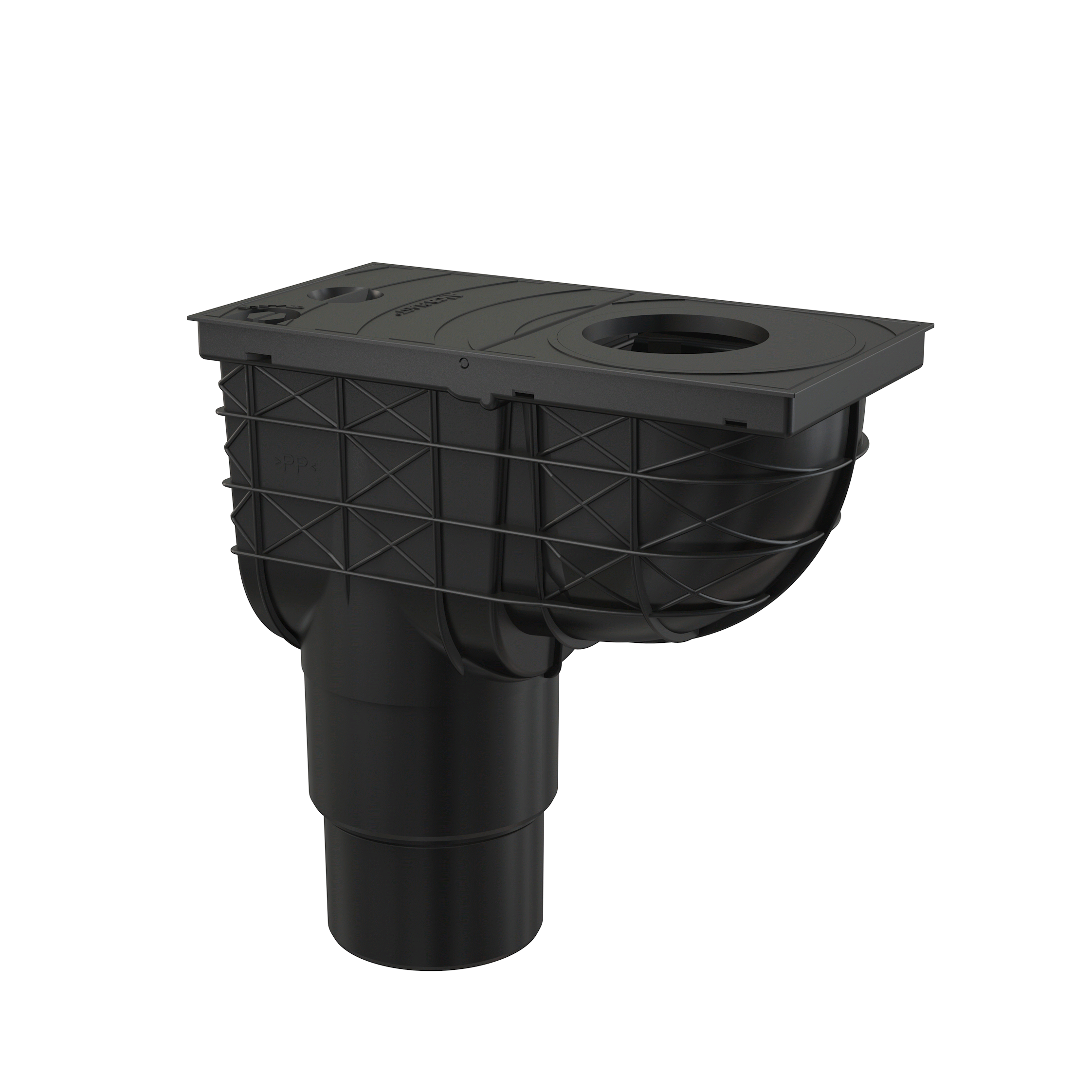 Alcadrain AGV4 Univerzální lapač střešních splavenin 300×155/125/110 mm přímý, černá