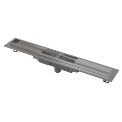 Alcadrain APZ1101-1050 Podlahový žlab s okrajem pro perforovaný rošt, svislý odtok, nerez