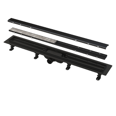 Alcadrain podlahový žlab s okrajem pro oboustranný rošt, černá-mat APZ19BLACK-550