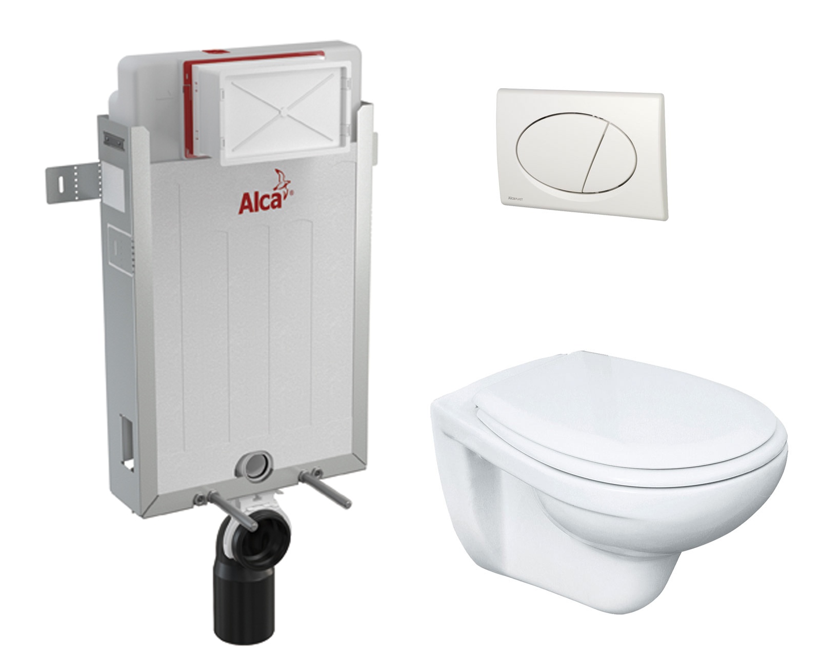 Alcadrain WC set 5v1 Renovmodul AM115+tlačítko M70+sedátko soft close+WC mísa