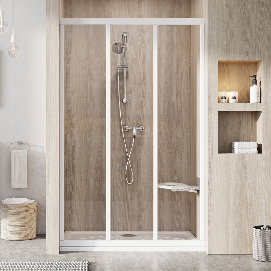 RAVAK ASDP3-80 třídílné sprchové dveře 198 bílá+transparent