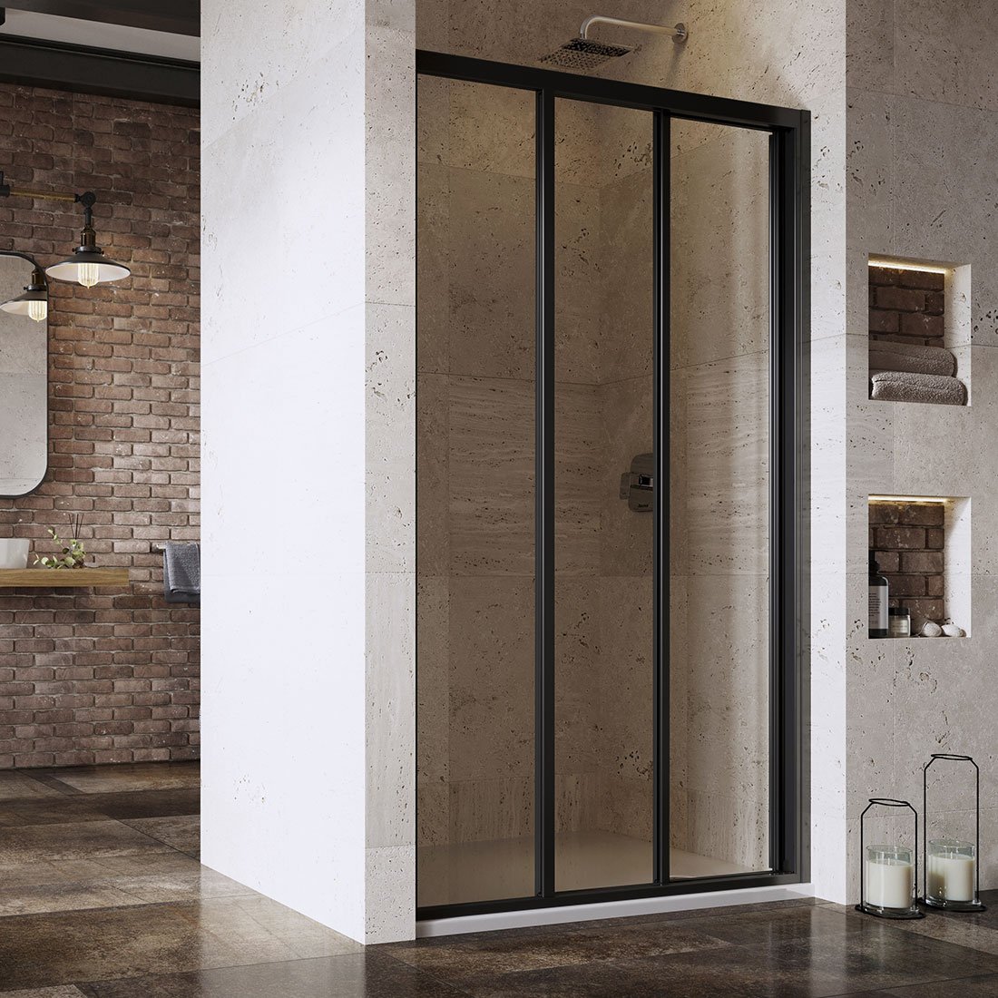 RAVAK ASDP3-80 třídílné sprchové dveře 198 černá+transparent