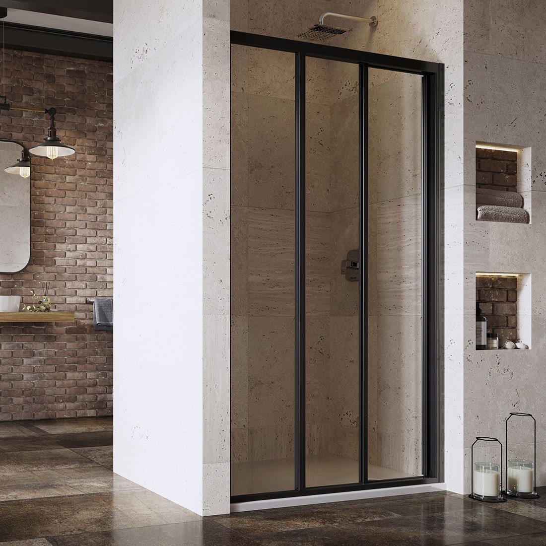 RAVAK ASDP3-90 třídílné sprchové dveře 198 černá+transparent