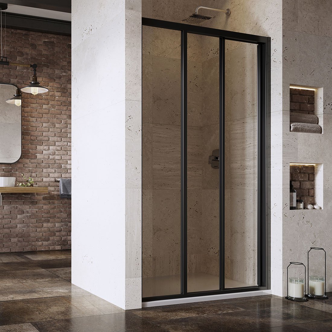 RAVAK ASDP3-100 třídílné sprchové dveře 198 černá+transparent