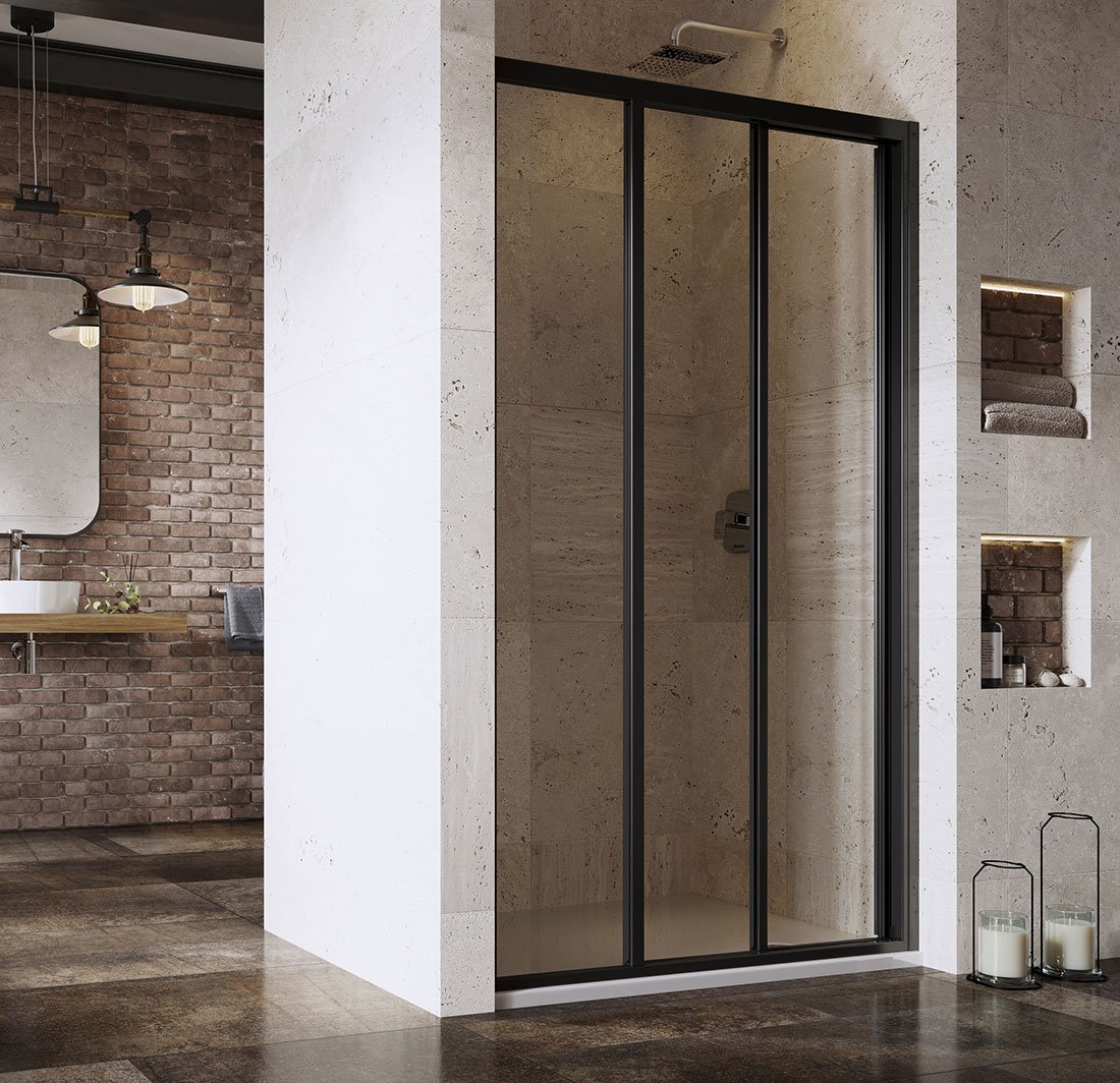 RAVAK ASDP3-110 třídílné sprchové dveře 198 černá+transparent