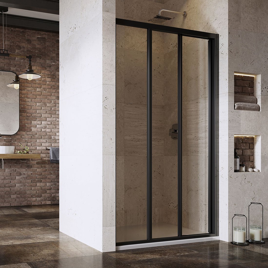 RAVAK ASDP3-120 třídílné sprchové dveře 198 černá+transparent