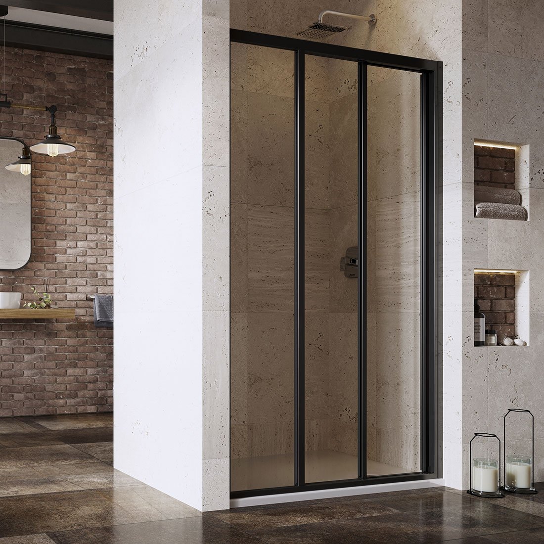 RAVAK ASDP3-130 třídílné sprchové dveře 198 černá+transparent