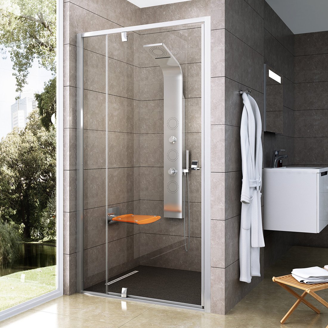 RAVAK Pivot PDOP2-100 dvoudílné sprchové dveře lesk+transparent