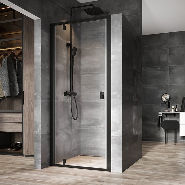 RAVAK Nexty NDOP1-90 jednodílné sprchové dveře černá+transparent