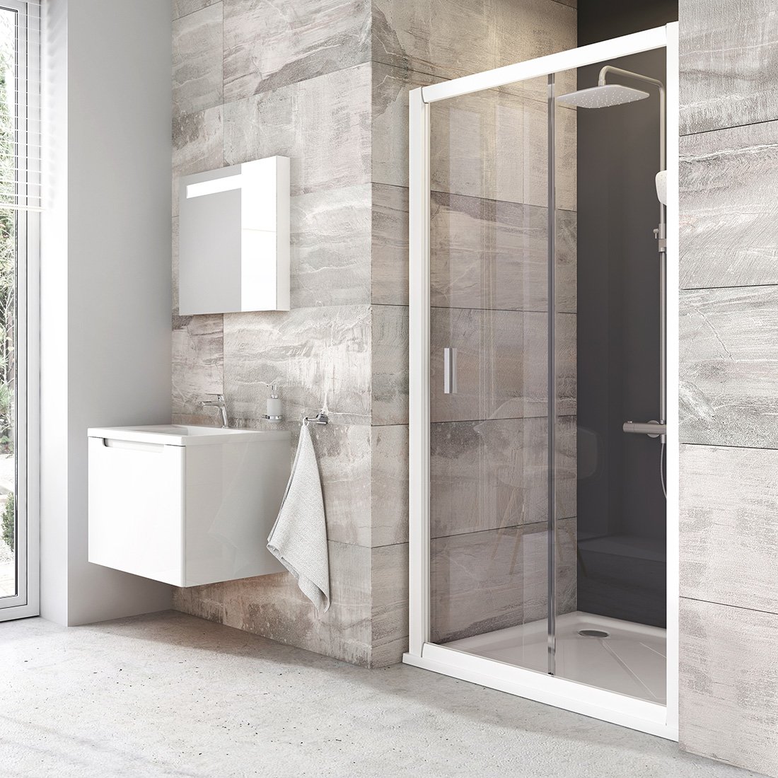 RAVAK Blix BLDP2-100 dvoudílné sprchové dveře bílá+transparent