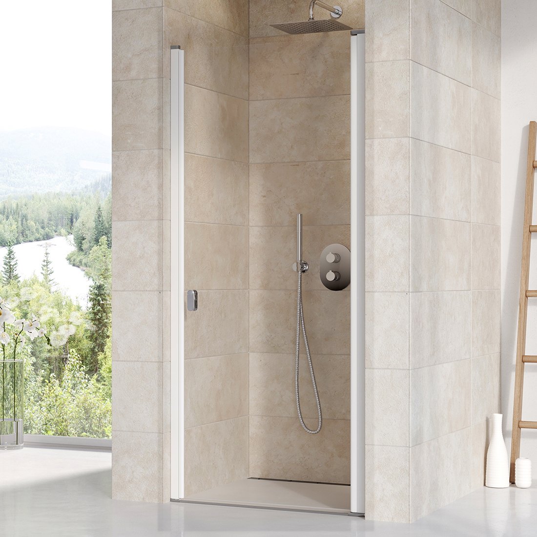 RAVAK Chrome CSD1-80 jednodílné sprchové dveře bílá+transparent