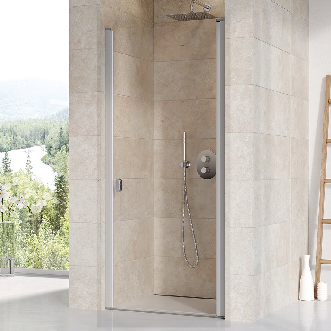 RAVAK Chrome CSD1-80 jednodílné sprchové dveře satin+transparent