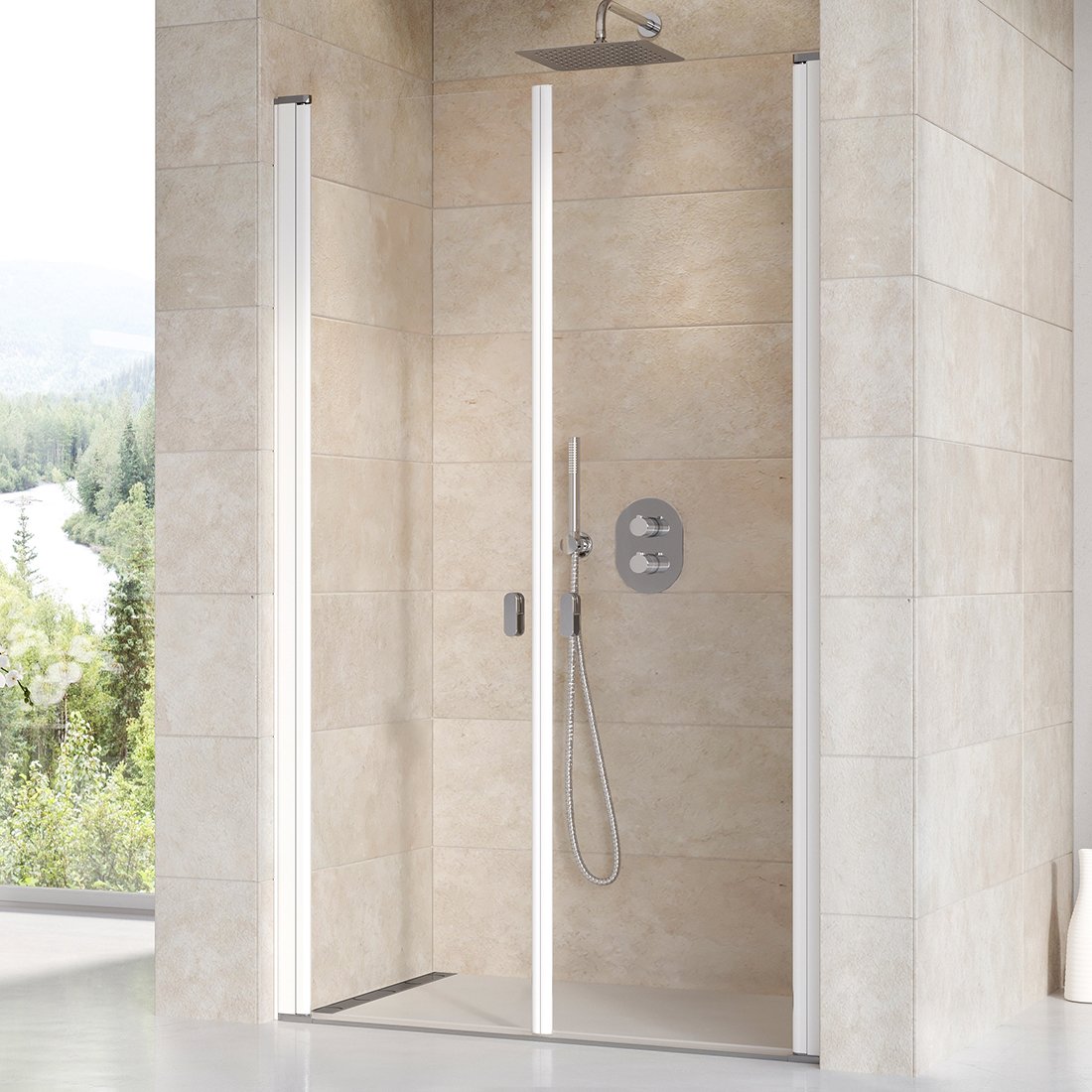 RAVAK CHROME CSDL2-90 sprchové dveře dvoudílné bílá/transparent