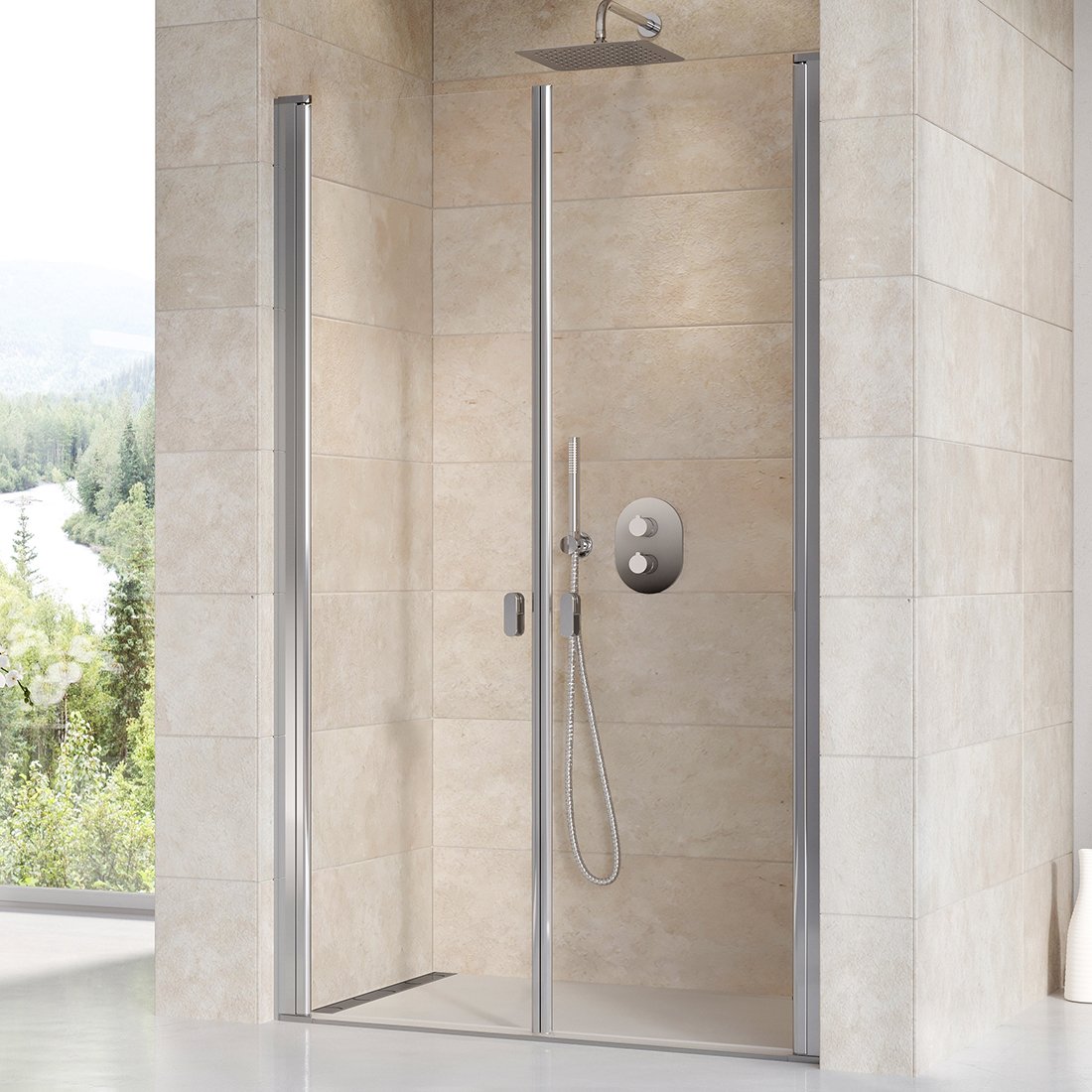 RAVAK CHROME sprchové dveře dvoudílné CSDL2-90 lesk+transparent