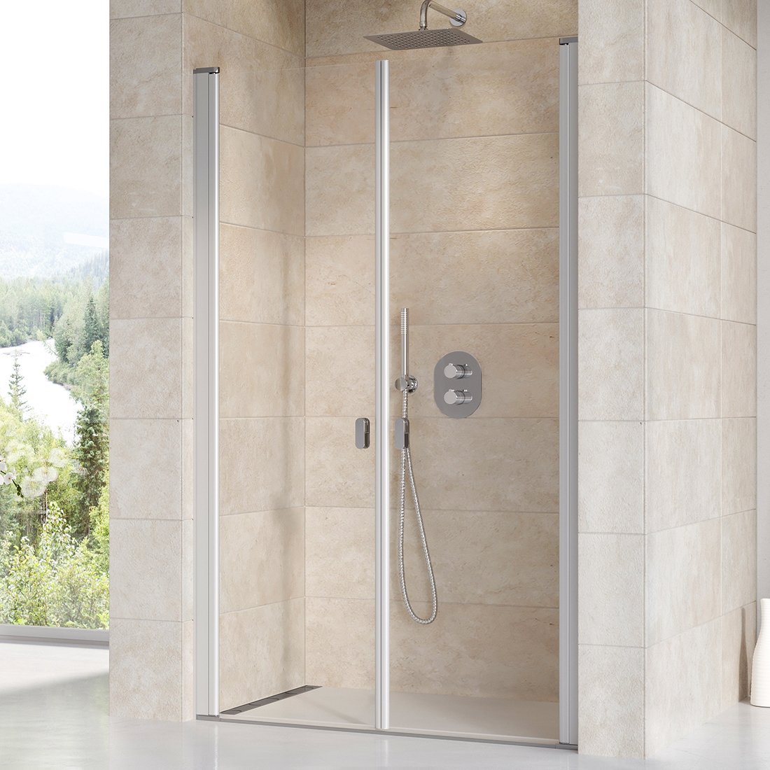 RAVAK Chrome CSDL2-90 sprchové dveře dvoudílné satin+transparent