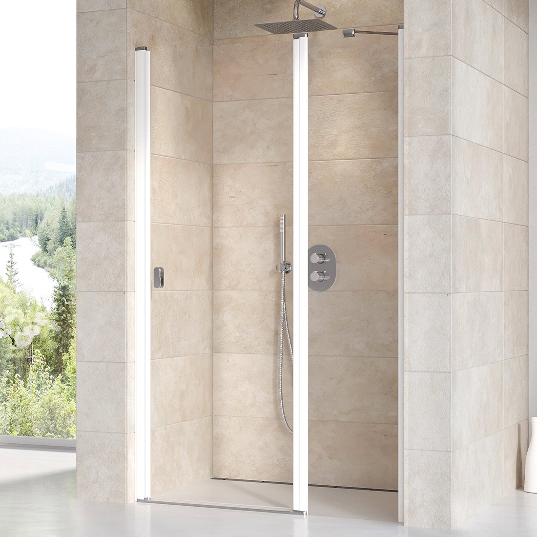 RAVAK Chrome CSD2-100 dvoudílné sprchové dveře bílá+transparent