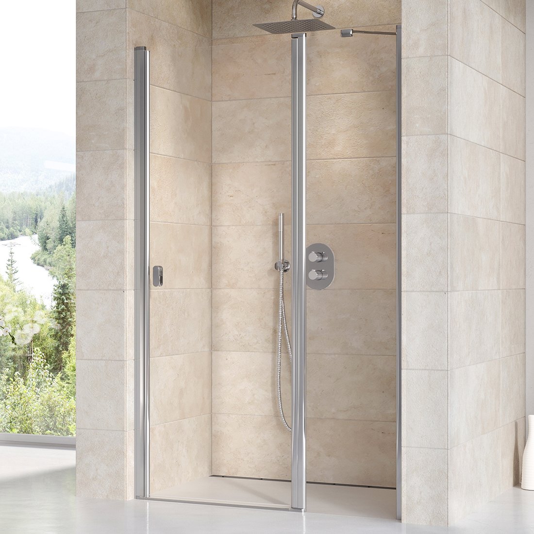 RAVAK Chrome CSD2-100 dvoudílné sprchové dveře lesk+transparent
