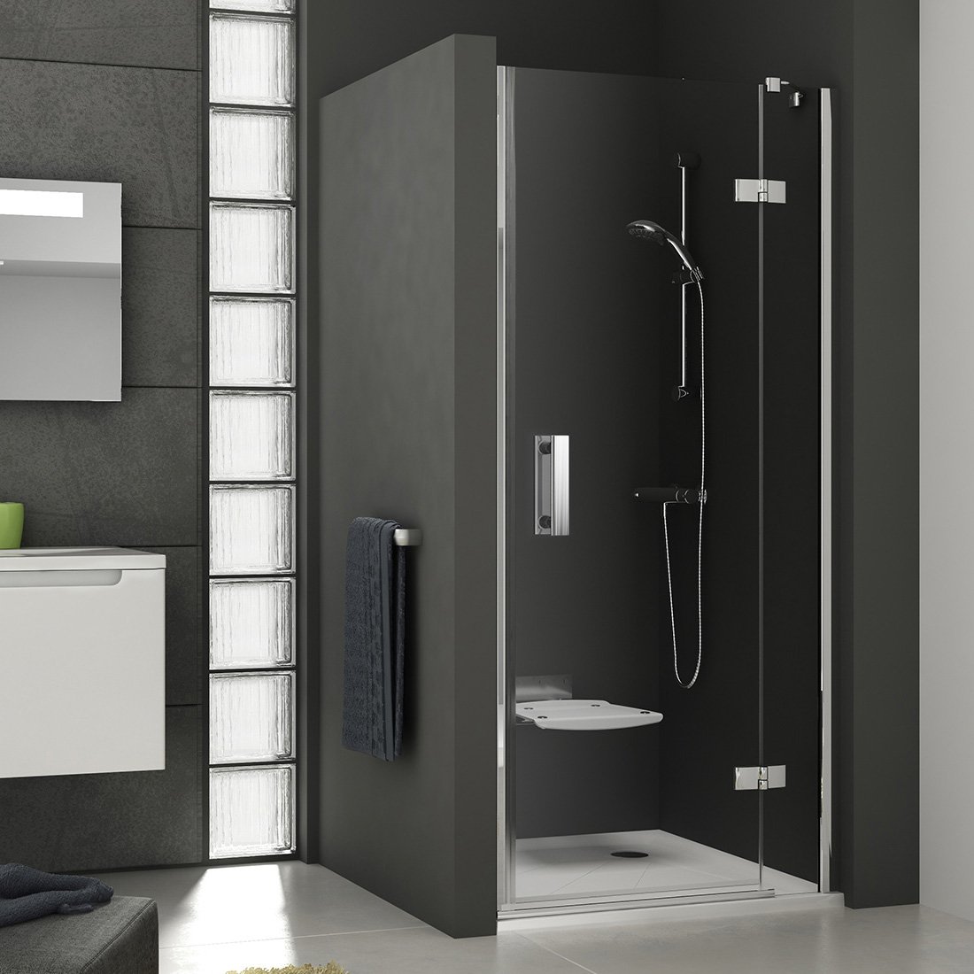 RAVAK SmartLine SMSD2-90 B-P dvoudílné sprchové dveře lesk/chrom+transparent