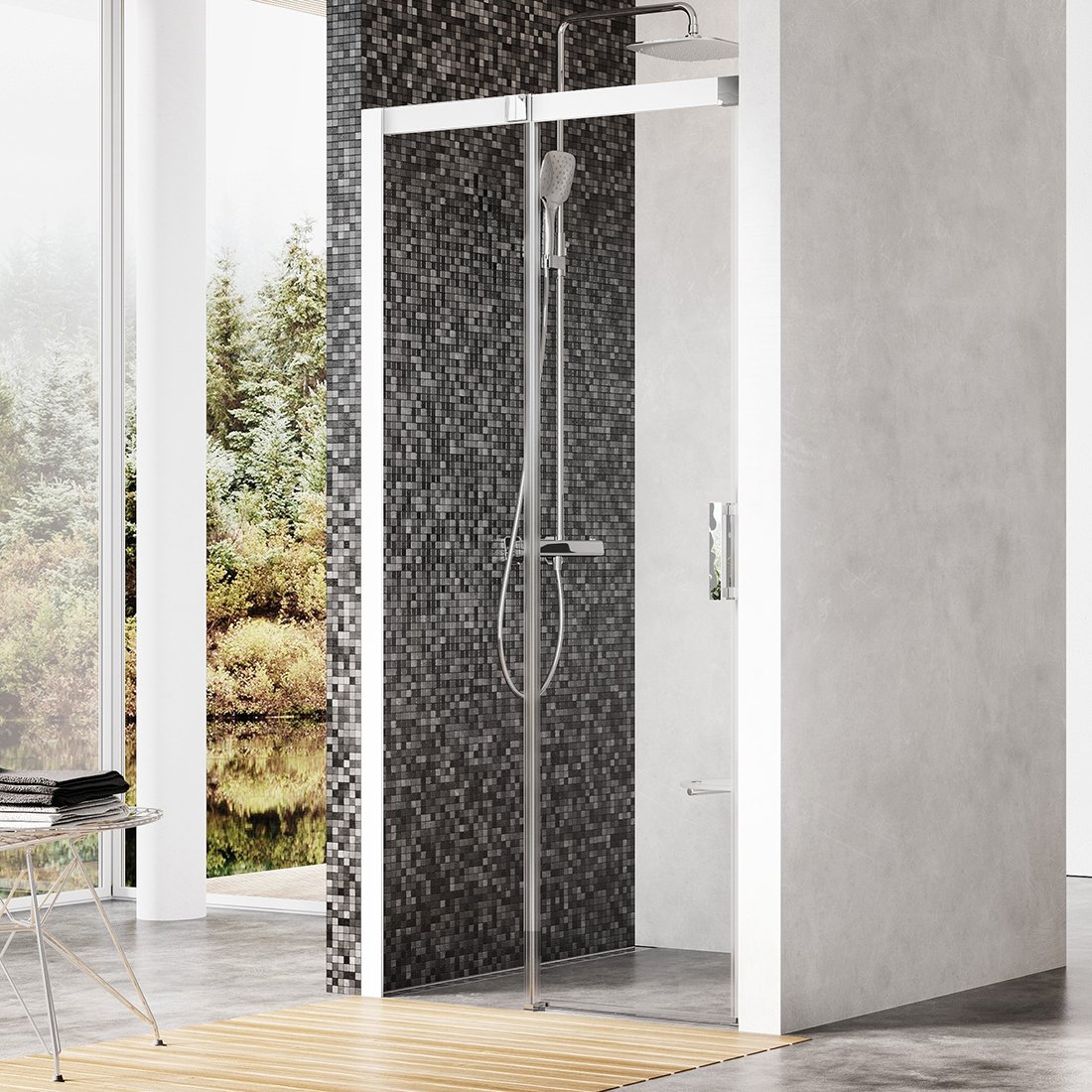 RAVAK Matrix MSD2-100 L dvoudílné sprchové dveře bílá+transparent