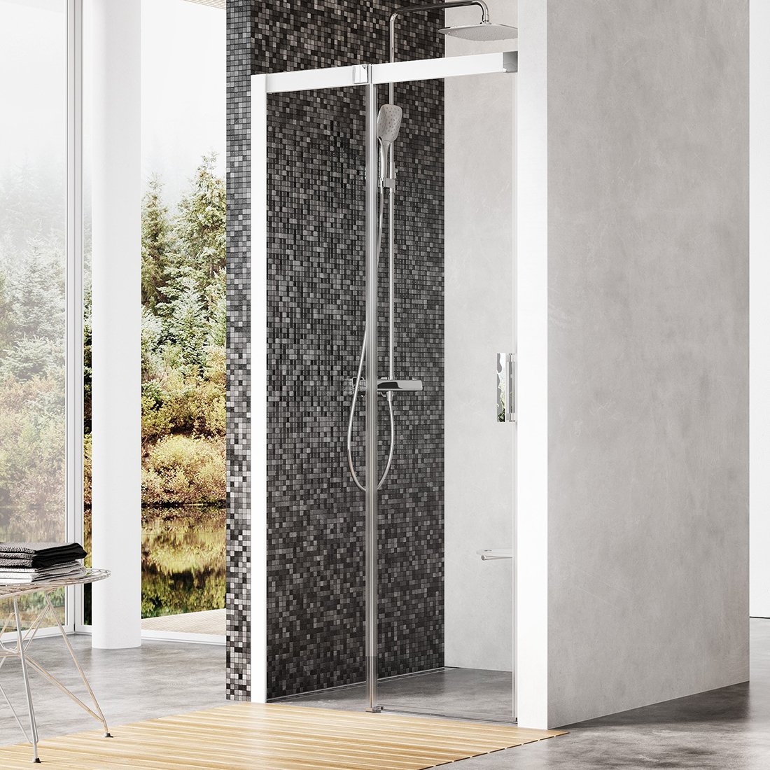 RAVAK Matrix MSD2-110 L dvoudílné sprchové dveře bílá+transparent
