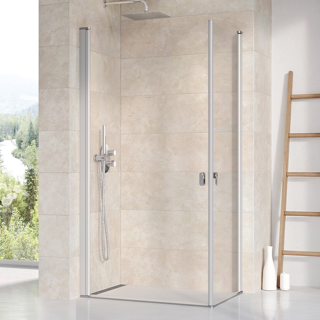 RAVAK CHROME CRV1-100 sprchové dveře rohové satin/transparent