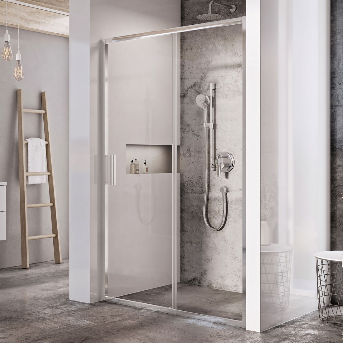 RAVAK sprchové dveře dvoudílné Blix Slim BLSDP2-110 lesk +Transparent
