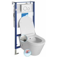 Závěsné WC AVVA CLEANWASH , integr. baterie a bidet. sprška s podomítkovou nádržkou a tlač