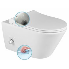 AVVA CLEANWASH závěsná WC mísa, Rimless, integrovaná baterie a bidet. sprška, 35,5x53cm, b