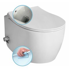 SENTIMENTI CLEANWASH závěsná WC mísa, integrovaný ventil a bidet. sprška, Rimless, 36x51cm