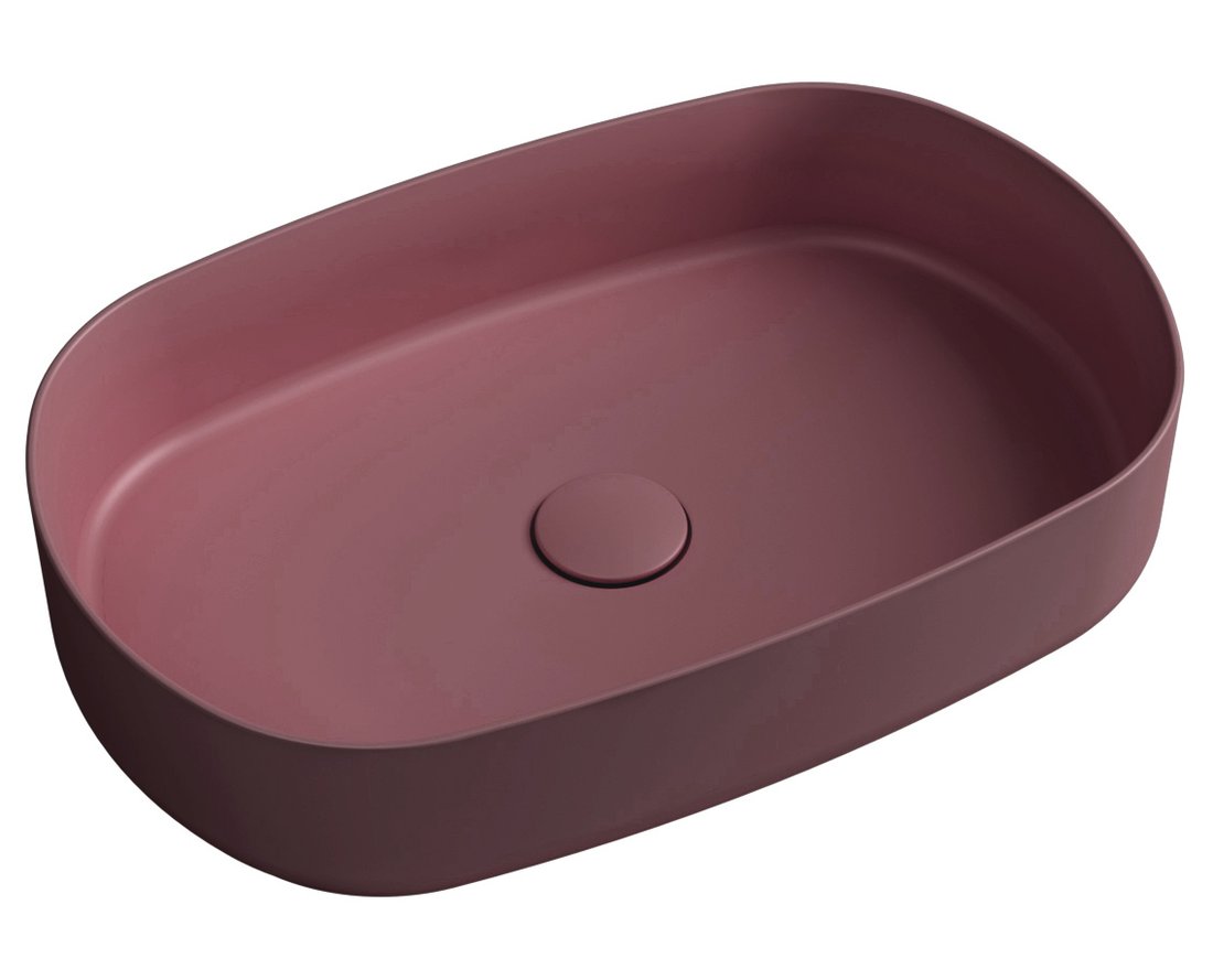 INFINITY OVAL keramické umyvadlo na desku, 55x36cm, maroon red