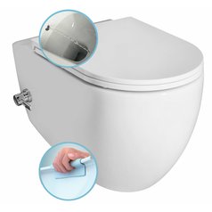 INFINITY CLEANWASH závěsná WC mísa, integrovaný ventil a bidet. sprška, Rimless, 36,5x53cm