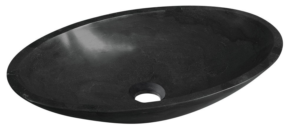 BLOK kamenné umyvadlo na desku, 60x35 cm, matný černý Marquin