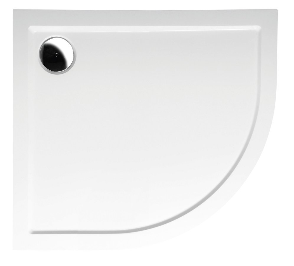 RENA L sprchová vanička z litého mramoru, čtvrtkruh 90x80cm, R550, levá, bílá