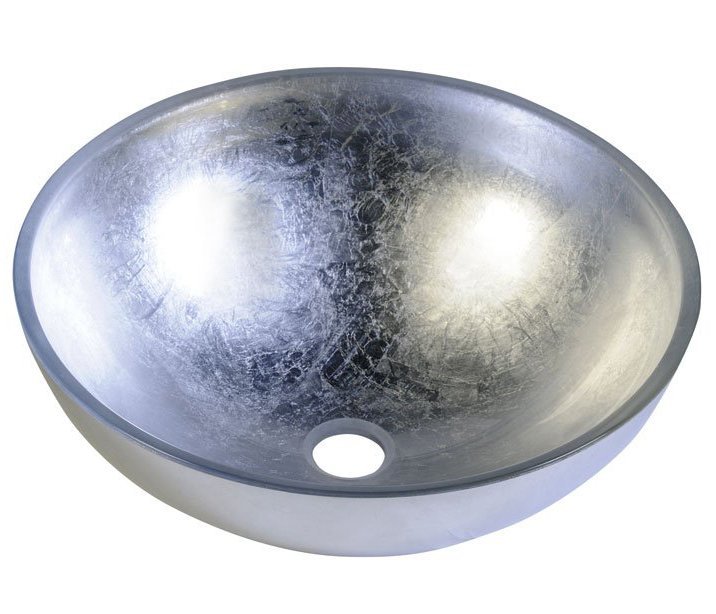 MURANO ARGENTO skleněné umyvadlo na desku, průměr 40cm, stříbrná