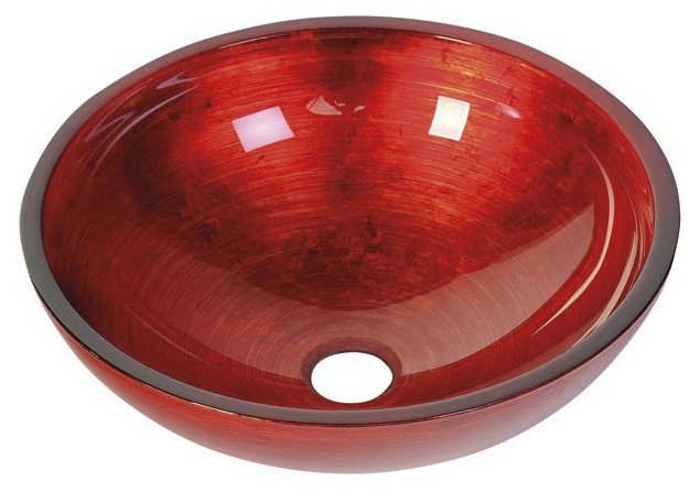 MURANO ROSSO IMPERO skleněné umyvadlo na desku, průměr 40cm, červená