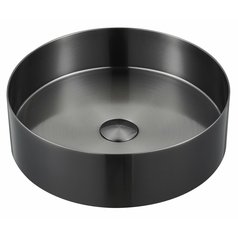 AURUM nerezové umyvadlo na desku, průměr 38cm, včetně výpusti, gun metal