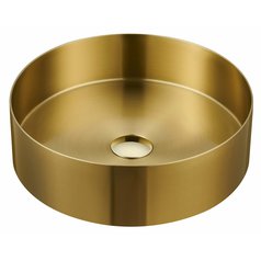 AURUM nerezové umyvadlo na desku, průměr 38cm, včetně výpusti, zlato mat