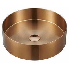 AURUM nerezové umyvadlo na desku, průměr 38cm, včetně výpusti, měď mat