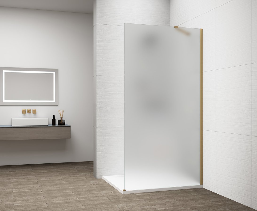 ESCA GOLD MATT jednodílná sprchová zástěna k instalaci ke stěně, matné sklo, 700 mm