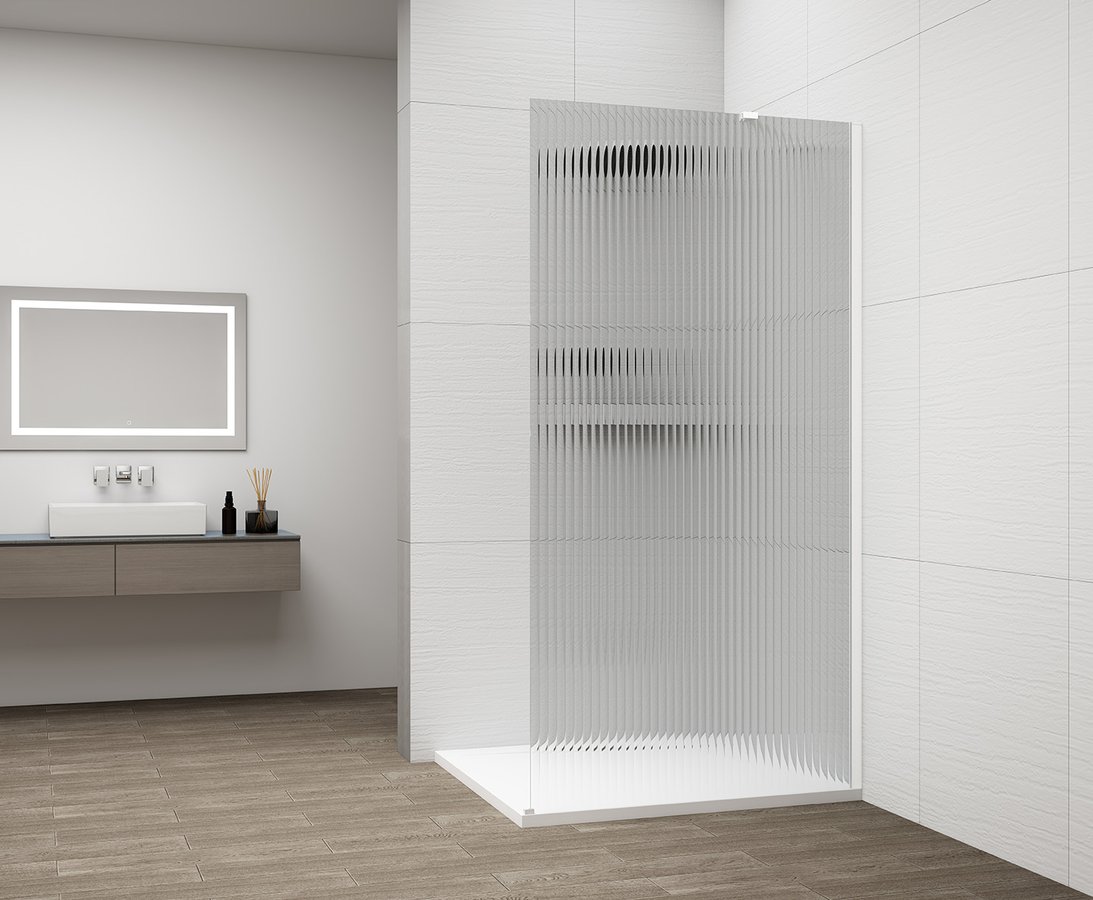 ESCA WHITE MATT jednodílná sprchová zástěna k instalaci ke stěně, sklo Flute, 1200 mm