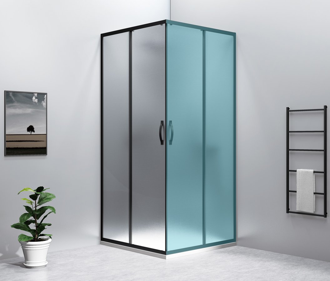 SIGMA SIMPLY BLACK sprchové dveře posuvné pro rohový vstup 1000 mm, sklo Brick