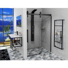VOLCANO BLACK sprchové dveře 1800 mm, čiré sklo