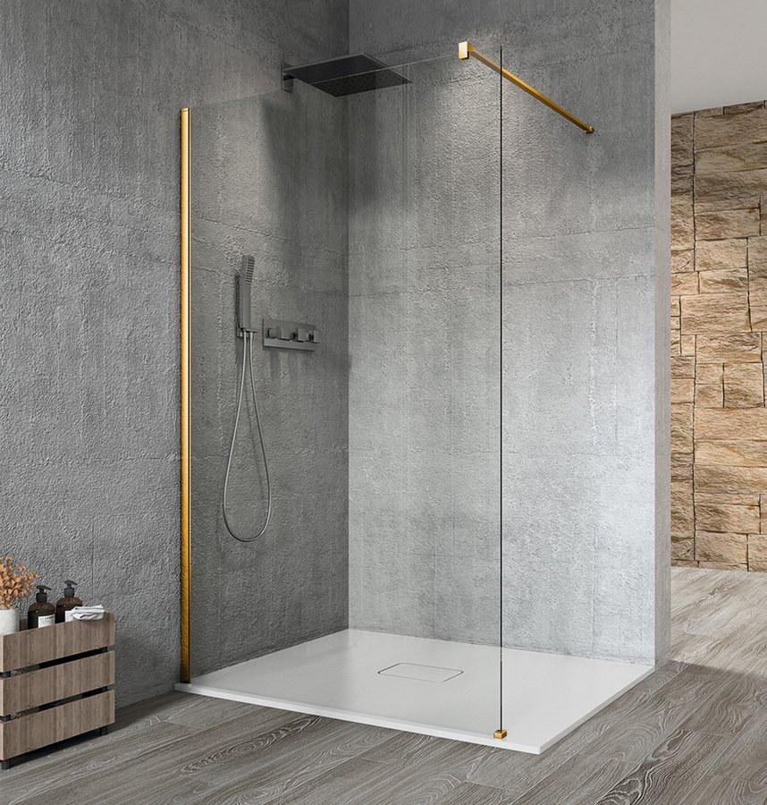 VARIO GOLD MATT jednodílná sprchová zástěna k instalaci ke stěně, čiré sklo, 1100 mm